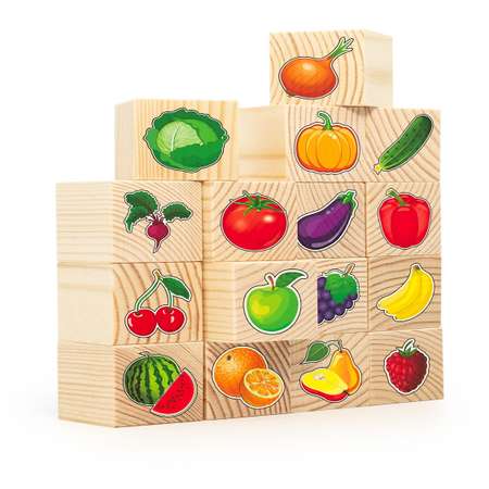Набор кубиков Анданте Овощи-фрукты 16 шт