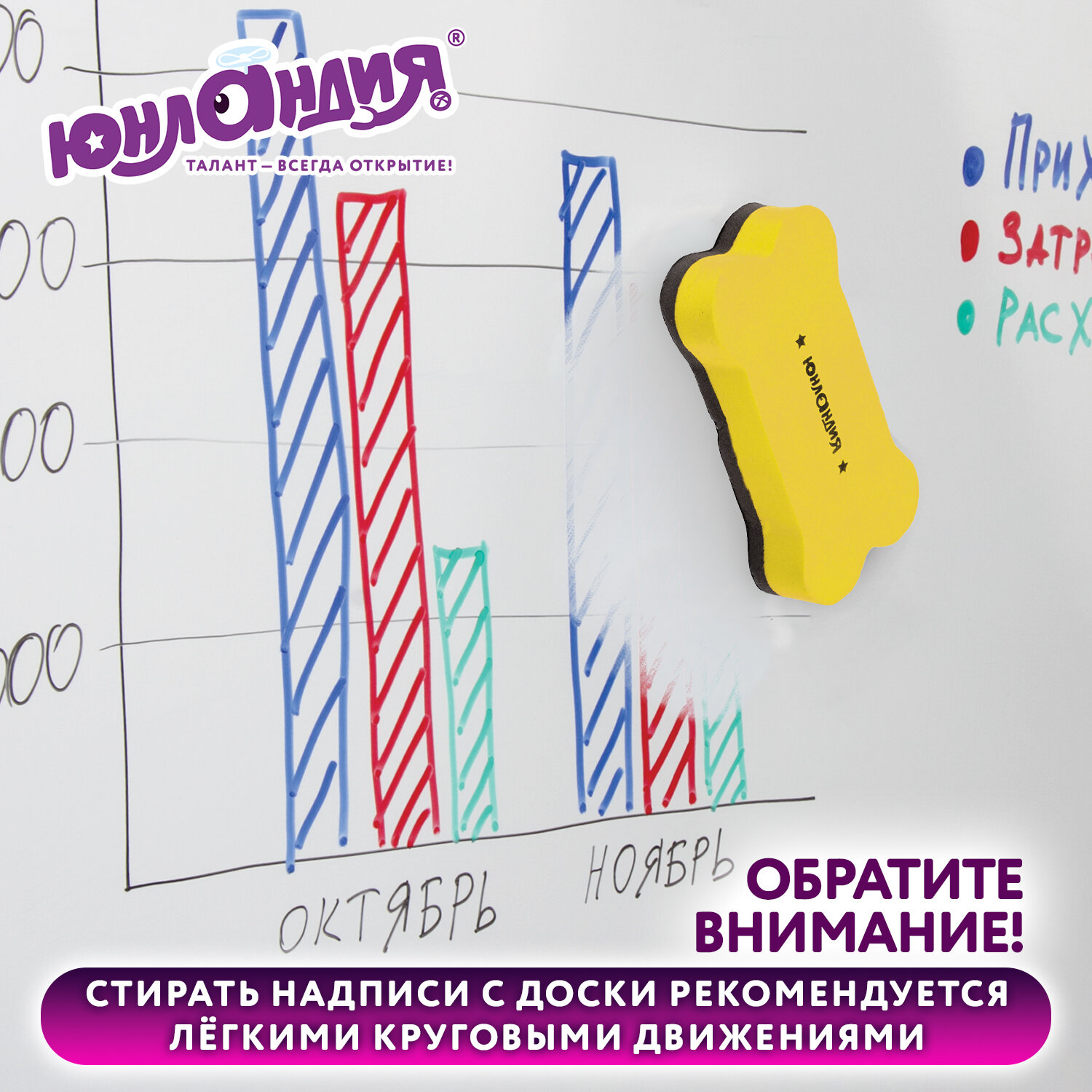 Стиратель маркера Юнландия магнитный для магнитно-маркерной доски Косточка 3 штуки - фото 4