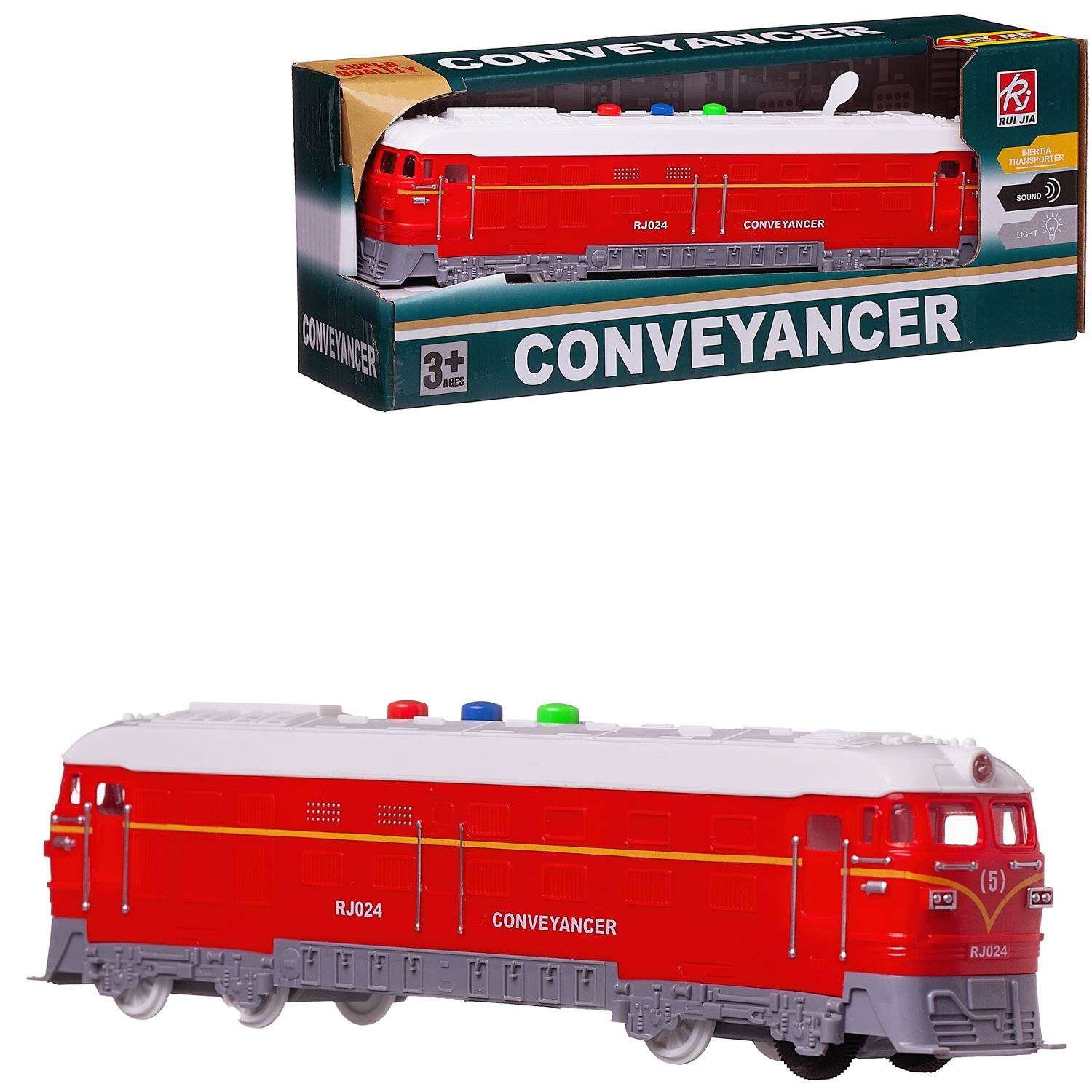 Поезд ABTOYS локомотив красный пластмасовый фрикционный свет звук RJ024/красный - фото 3