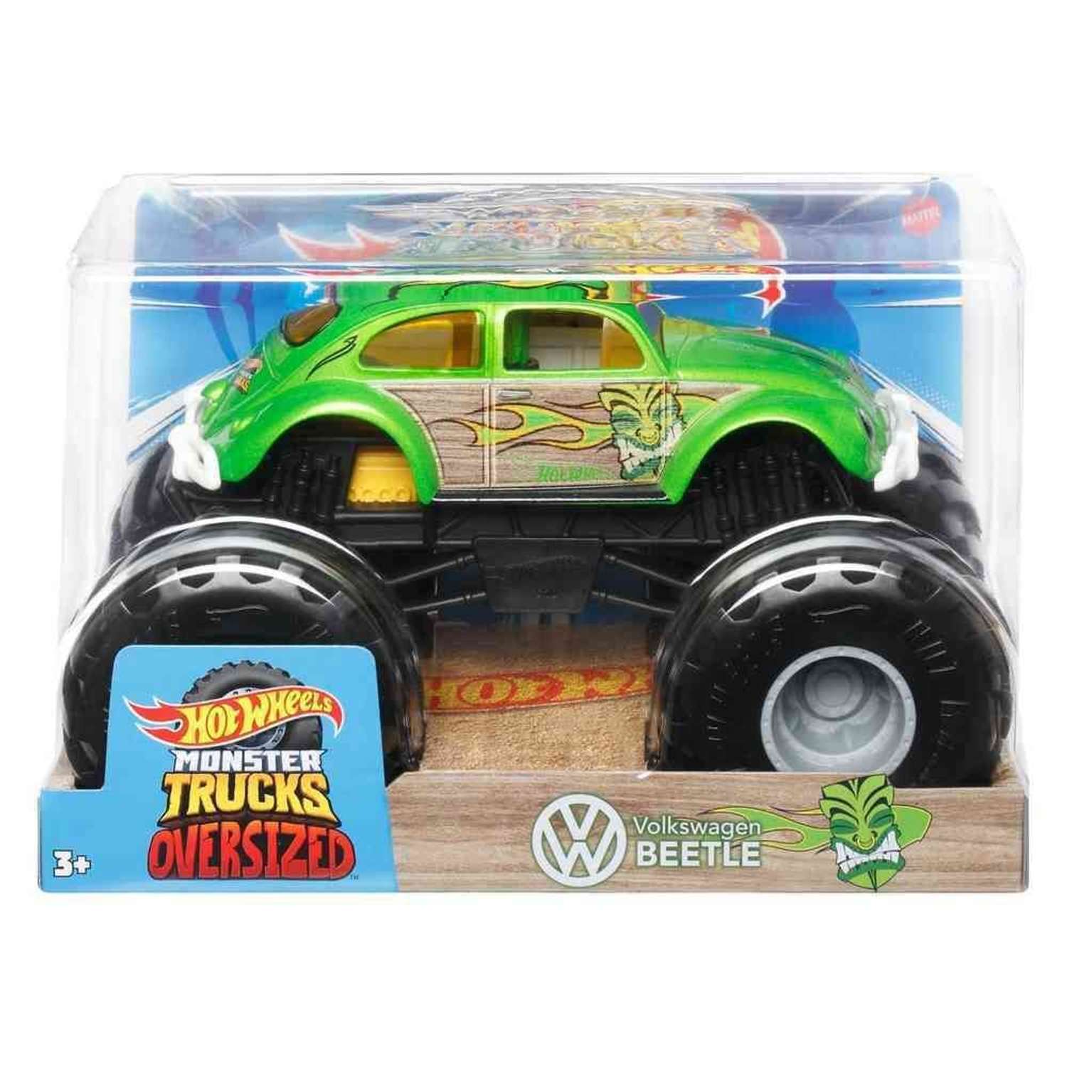 Монстр-трак Hot Wheels Volkswagen Monster Trucks Beetle 1:24 зеленый FYJ83 - фото 1