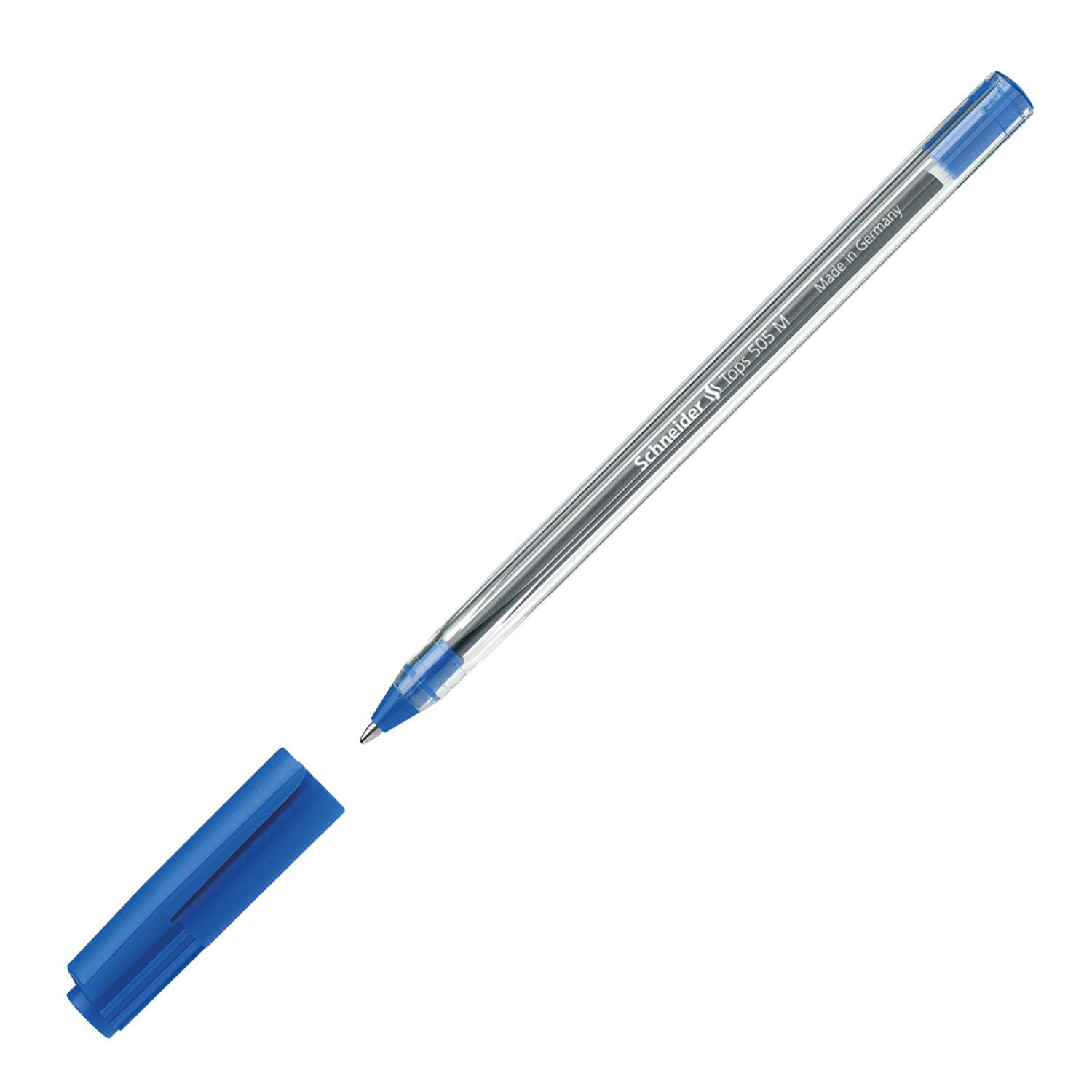Ручка шариковая SCHNEIDER Tops 505 M синяя 1.0 мм прозрачный корпус 10 шт - фото 1