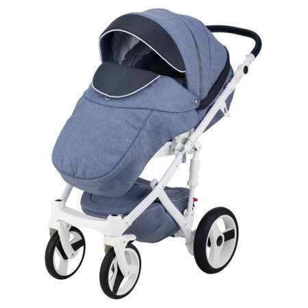 Коляска 2в1 BeBe-mobile Biagio Carbon D22 Синий+Темно-синяя кожа