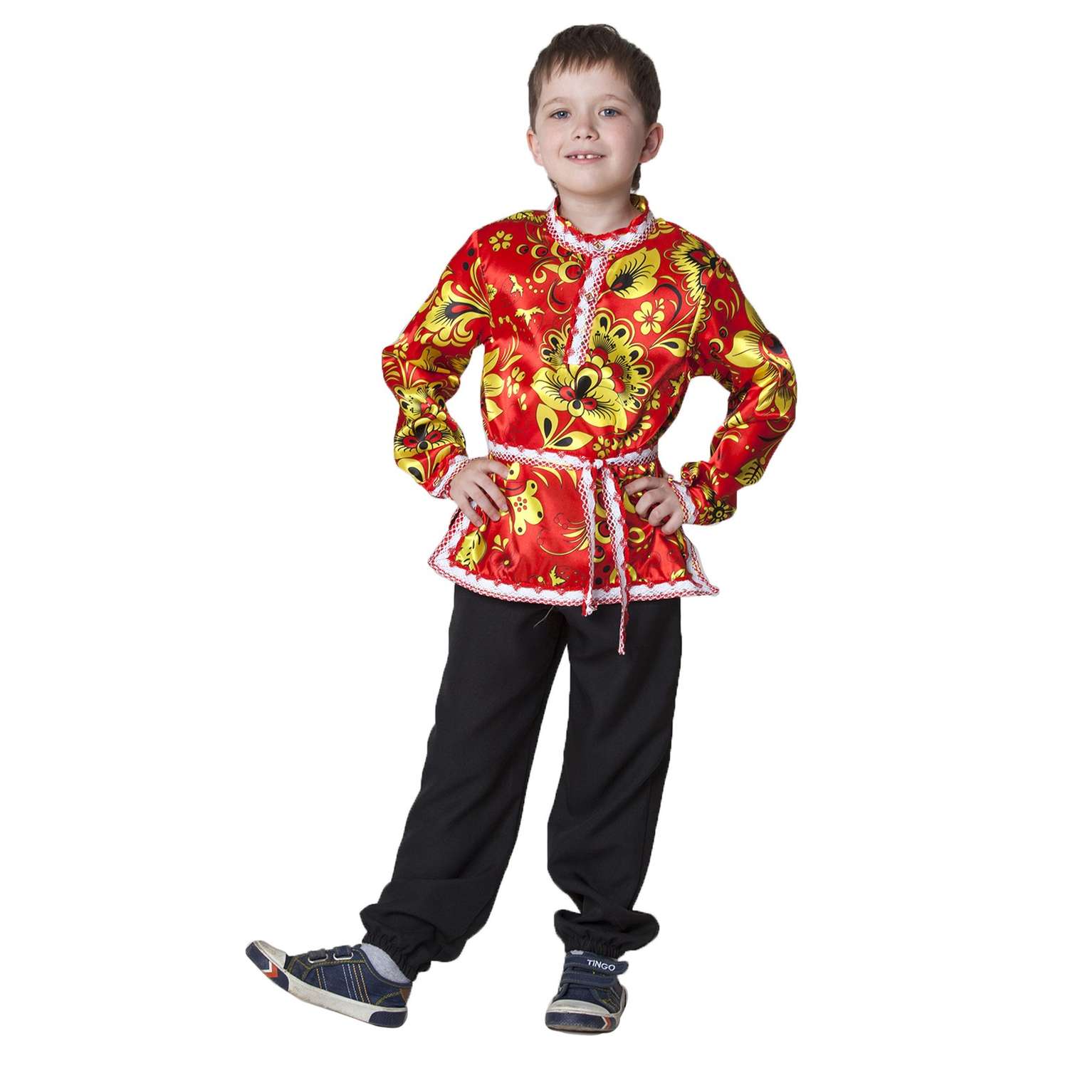 Карнавальная русская рубаха Страна карнавалия Хохлома красная  размер 30 рост 110-116 см 3505161 - фото 1