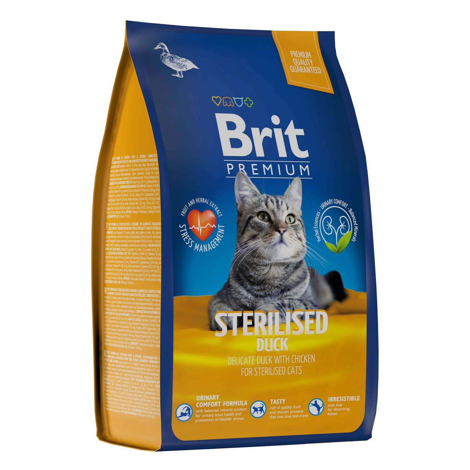 Корм для кошек Brit 800г Premium Cat Duck and Chicken для стерилизованных с уткой и курицей сухой - фото 1