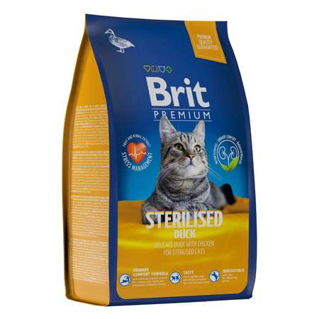 Корм для кошек Brit 800г Premium Cat Duck and Chicken для стерилизованных с уткой и курицей сухой