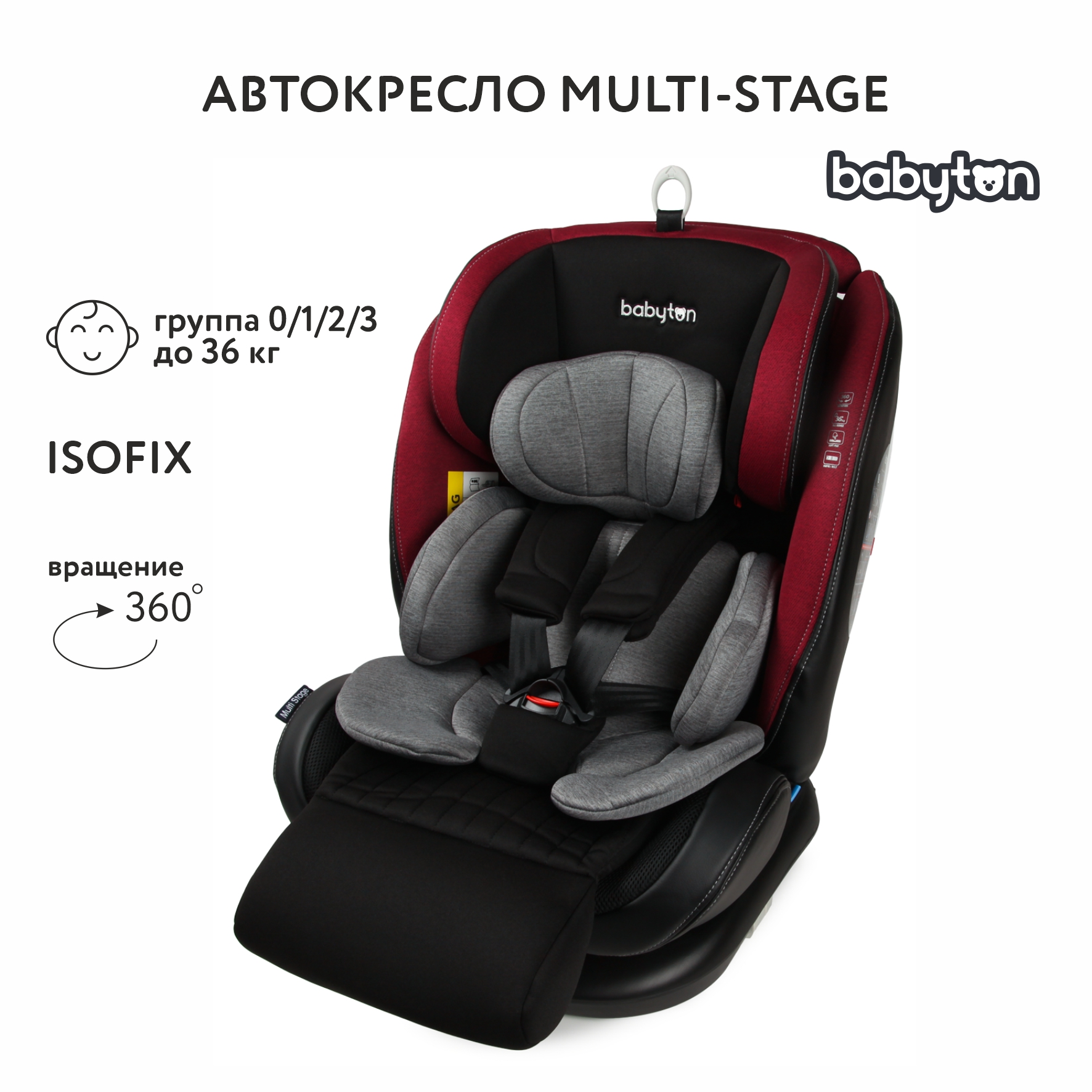 Автокресло Babyton Multi-Stage 0+/1/2/3 Isofix Black-Red - фото 1