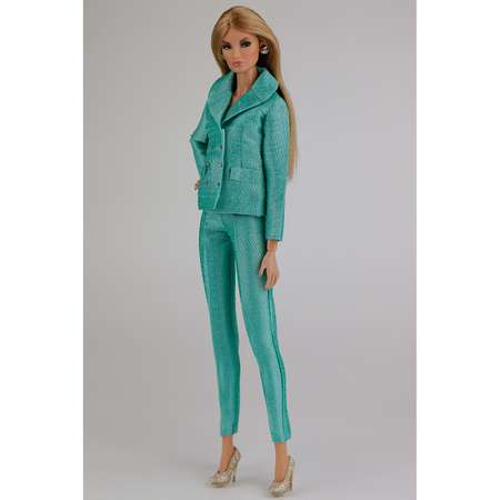 Шелковый брючный костюм Эленприв Нежно-зелёный для куклы 29 см типа Барби