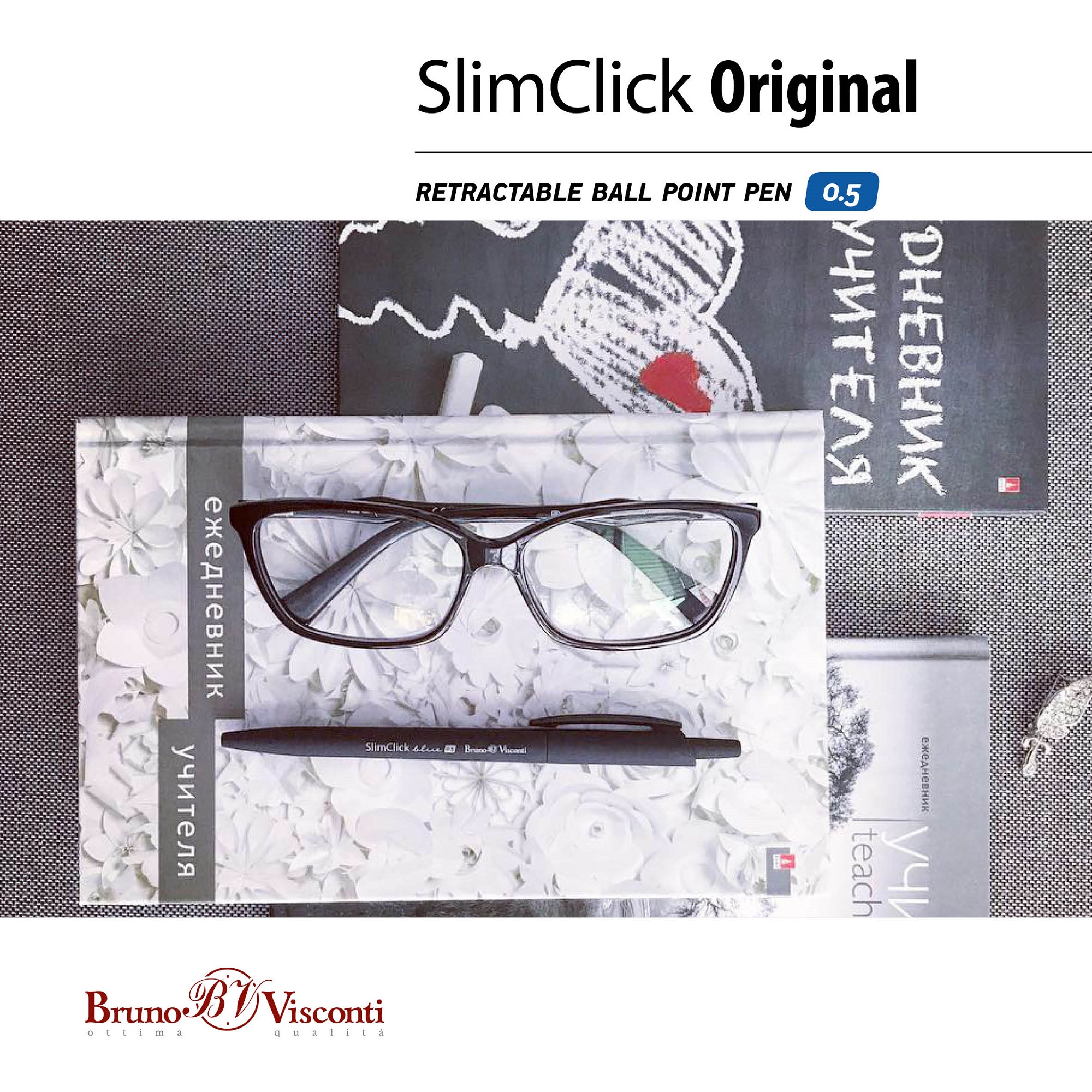 Набор из 24-х шариковых ручек Bruno Visconti автоматические SlimClick Original синие - фото 8