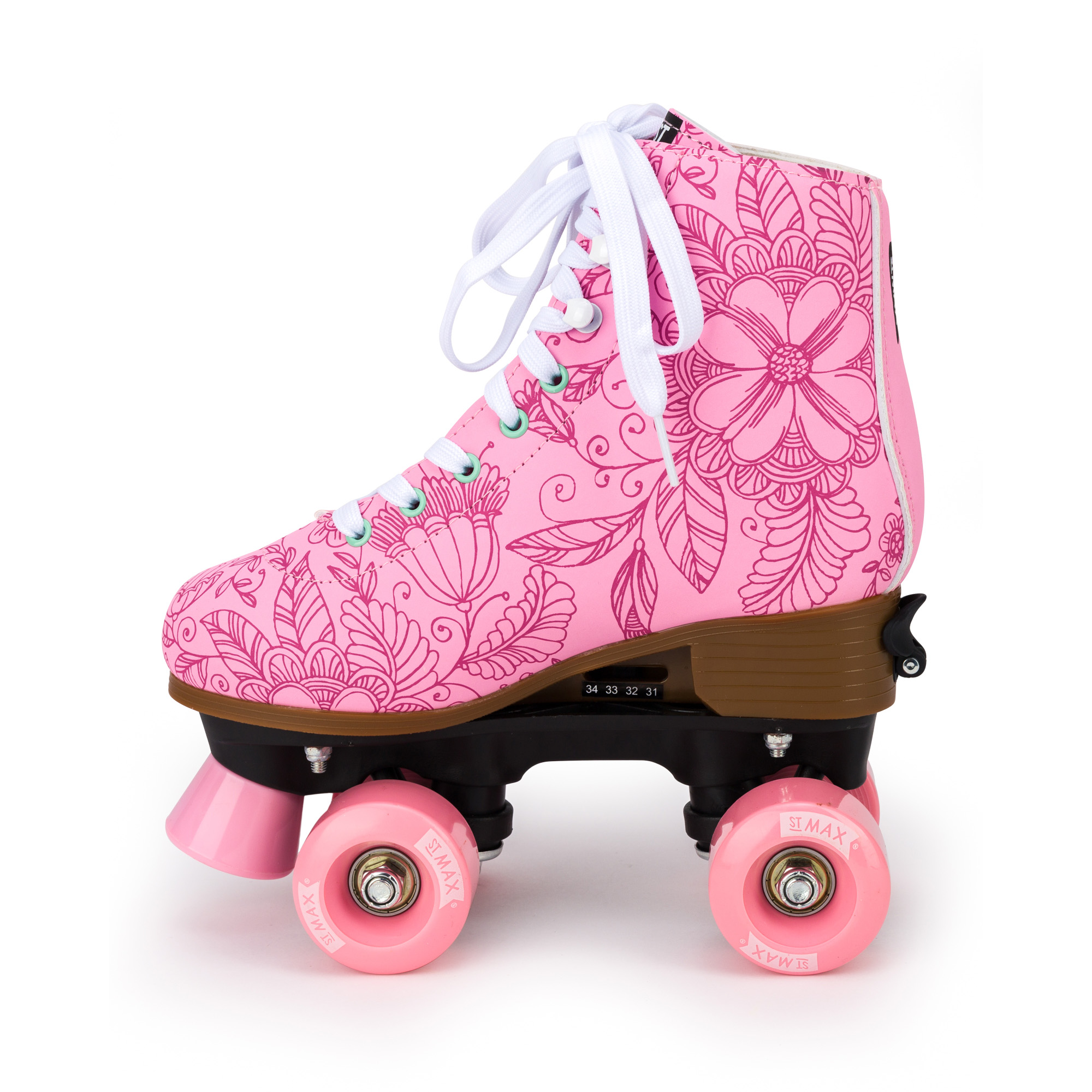 Роликовые коньки SXRide Roller skate YXSKT04PNFL цвет розовые с цветочками  размер 31-34