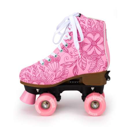 Роликовые коньки SXRide Roller skate YXSKT04PNFL цвет розовые с цветочками размер 31-34
