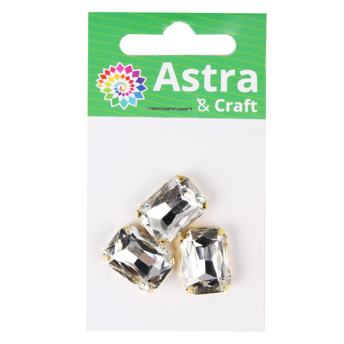 Хрустальные стразы Astra Craft в цапах прямоугольные для творчества и рукоделия 13 мм 18 мм 3 шт золото белый - фото 3