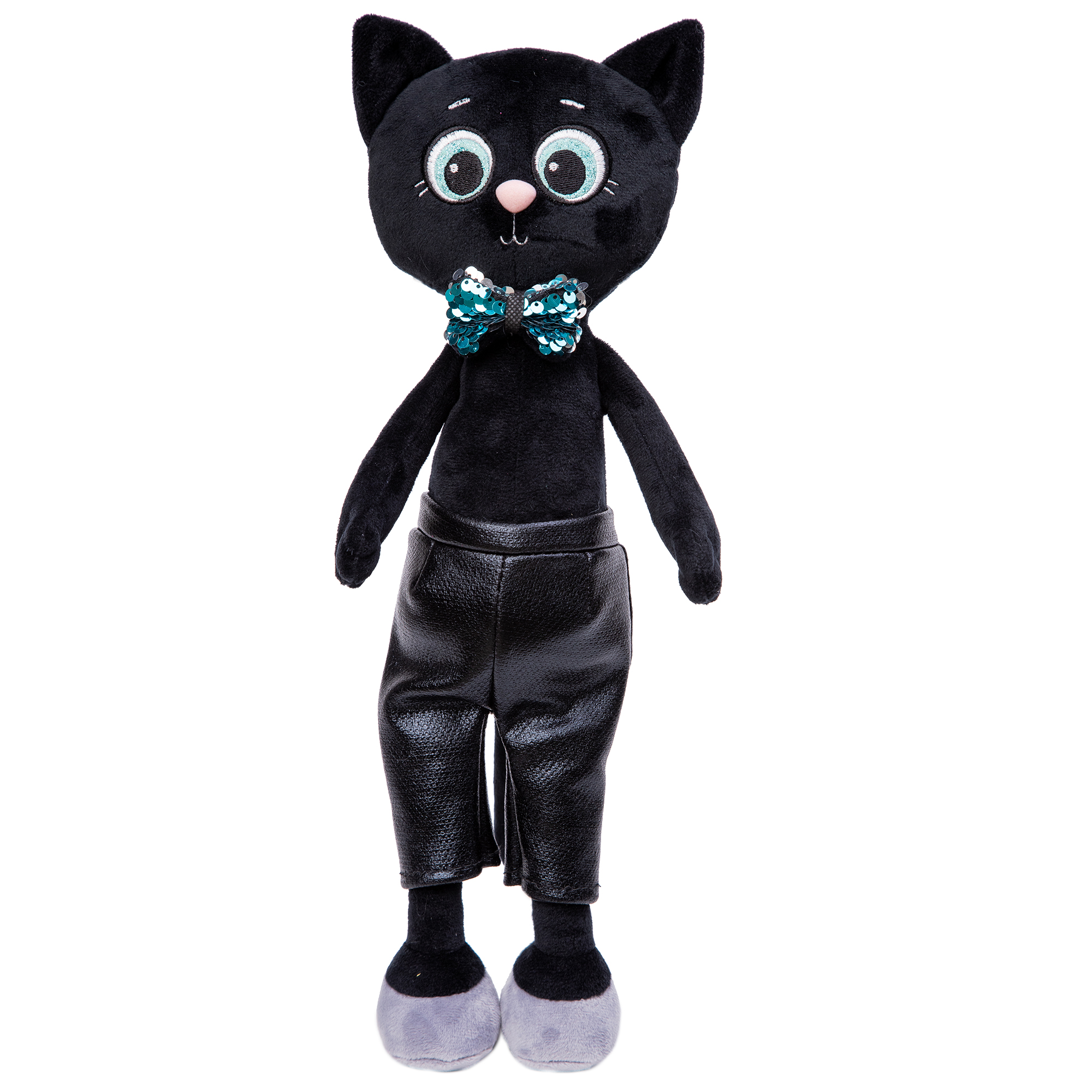 Символ года 2023 KULT of toys плюшевый кот Блэк в кожаных штанишках 25 см - фото 5