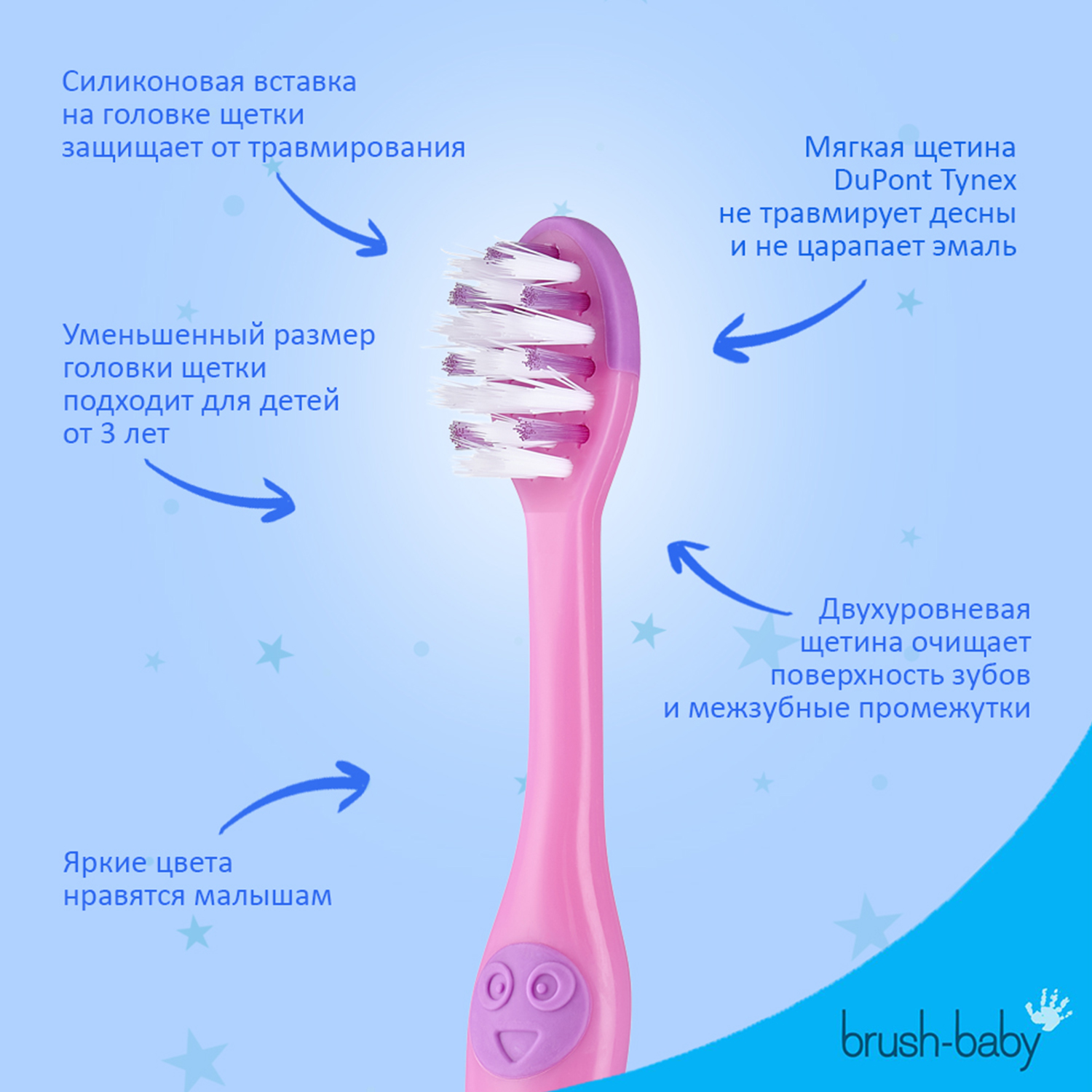 Зубная щетка Brush-Baby FlossBrush NEW от 3-6 лет сиреневая - фото 2