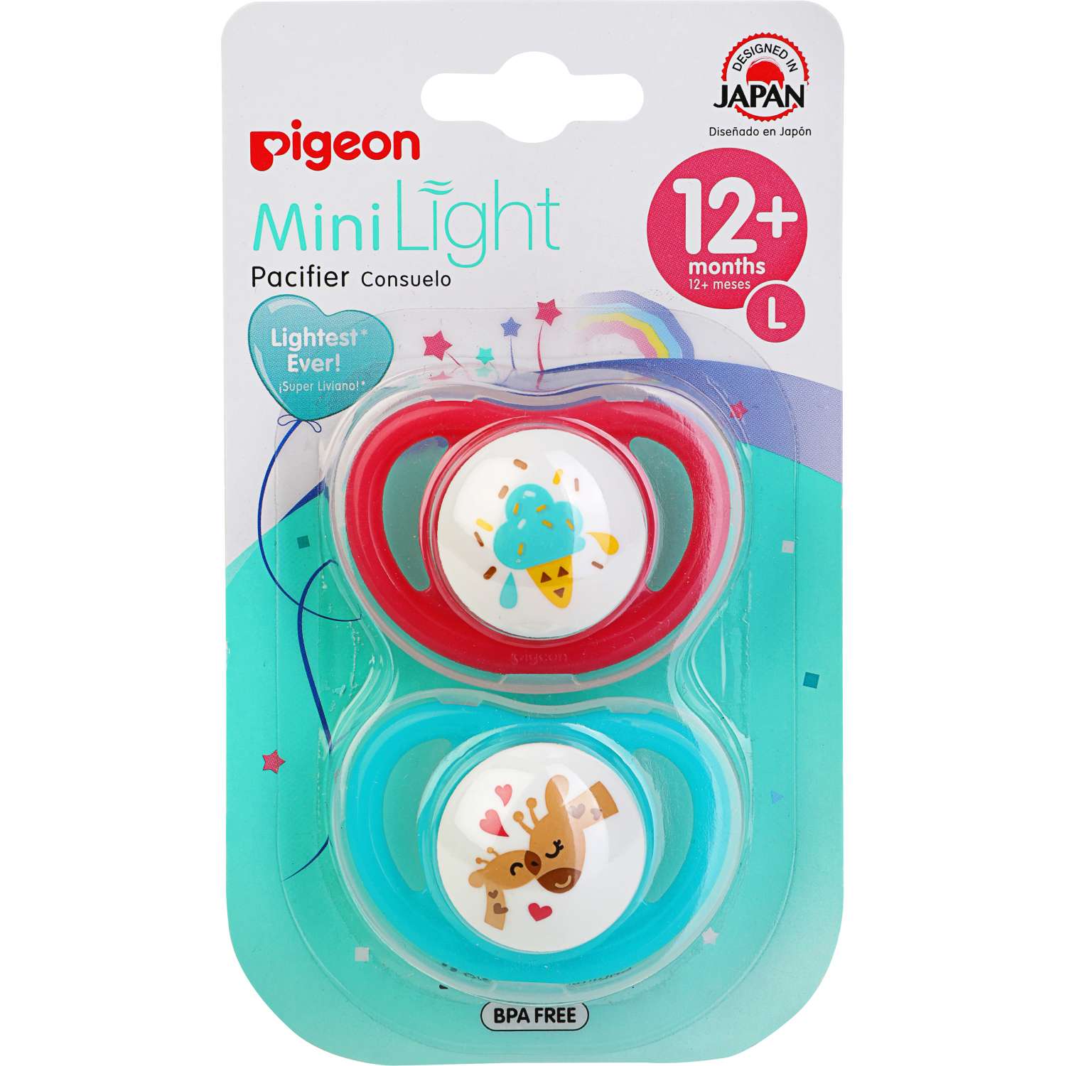 Пустышки Pigeon MiniLight Мороженое Жирафы L с 12месяцев 2шт 78249 - фото 1