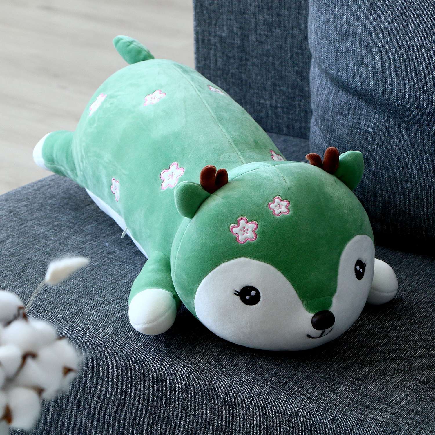 Мягкая игрушка Sima-Land подушка «Оленёнок» 60 см цвет зелёный - фото 1