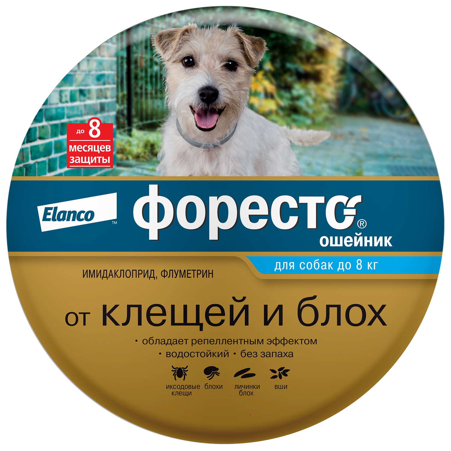 Ошейник для собак Elanco Foresto менее 8кг от блох и клещей защита 8месяцев 38см 65231 - фото 1