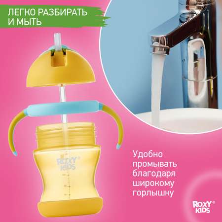 Поильник-непроливайка ROXY-KIDS с трубочкой 200 мл цвет медовый