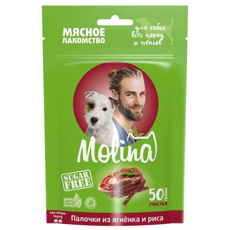 Лакомство для собак и щенков Molina палочки из ягнёнка и риса 50г