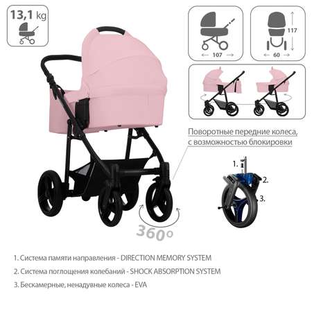 Коляска 2в1 Bebetto Explorer 03 шасси Черное