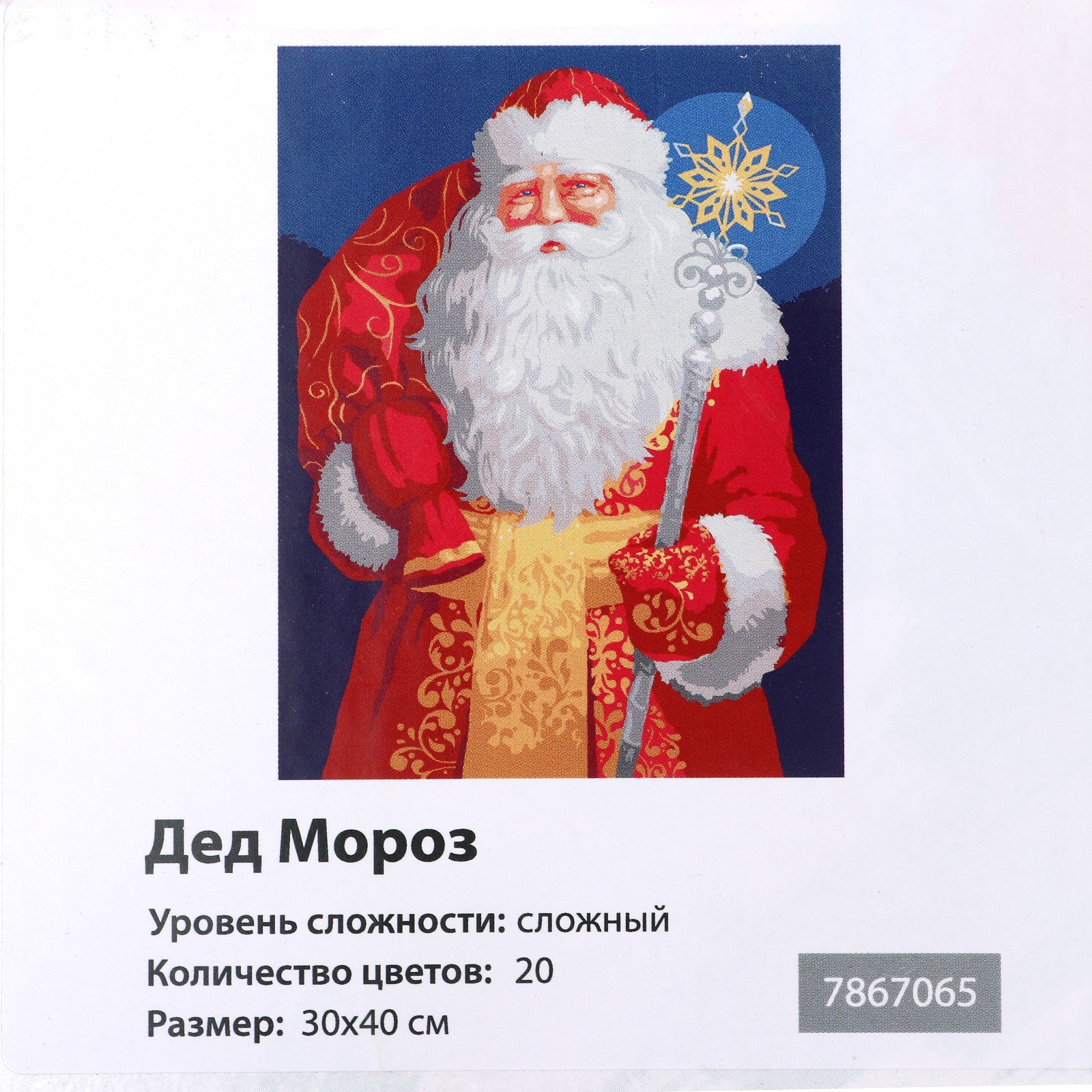 Картина Школа Талантов по номерам на холсте с подрамником «Дед Мороз» 30х40 см - фото 5