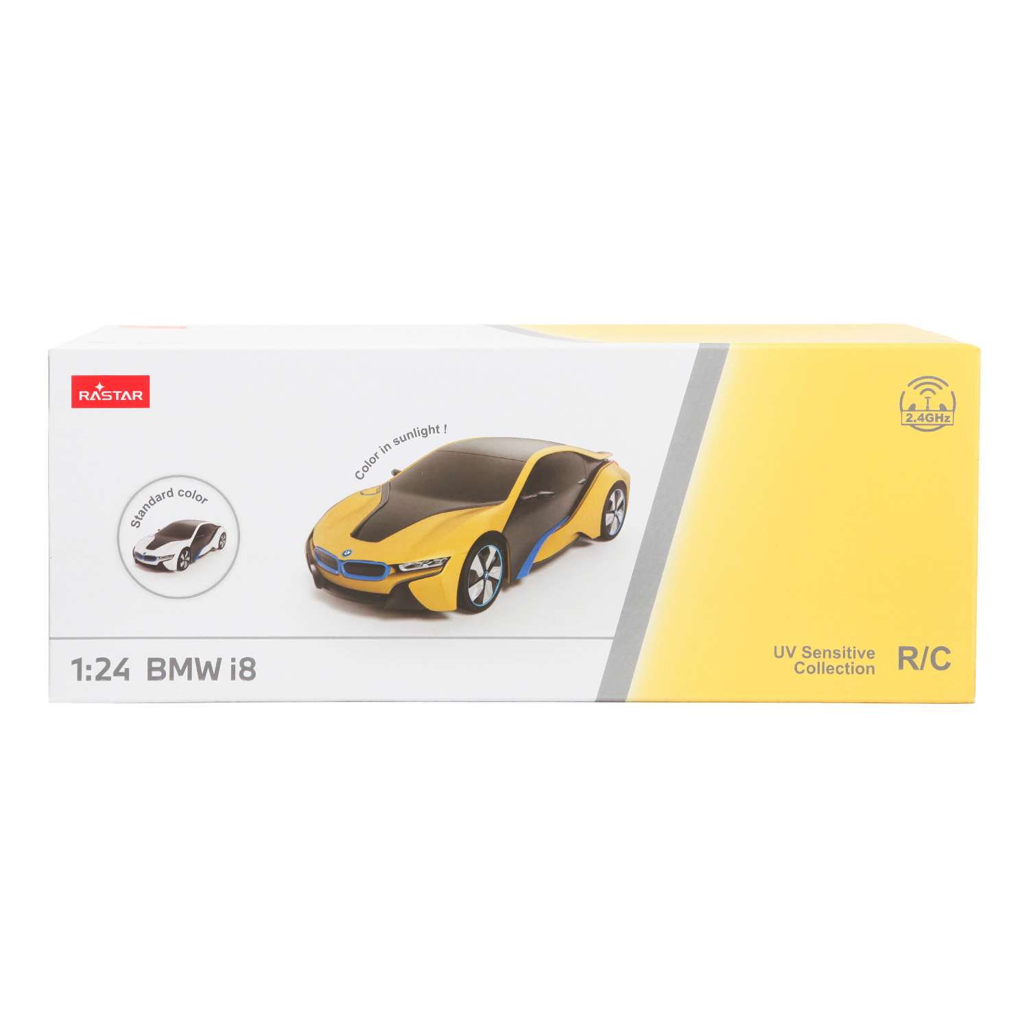 Машина Rastar РУ 1:24 BMW I8 UV Photochromic Series Белая-Желтая 48400-UV - фото 2