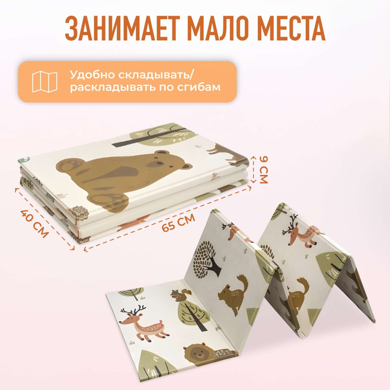 Развивающий коврик детский Mamagoods складной игровой 128 x 197 см Мишки - фото 8