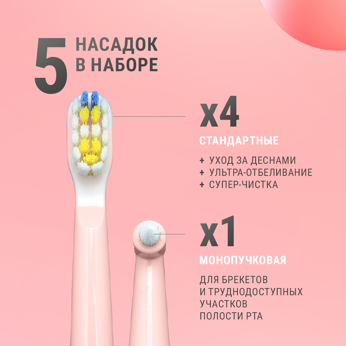 Электрическая звуковая зубная щетка CS MEDICA CS Medica CS-232 (розовая) - фото 4