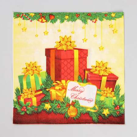Салфетки бумажные Страна карнавалия «Новогодние подарки» набор 20 шт. 33×33 см