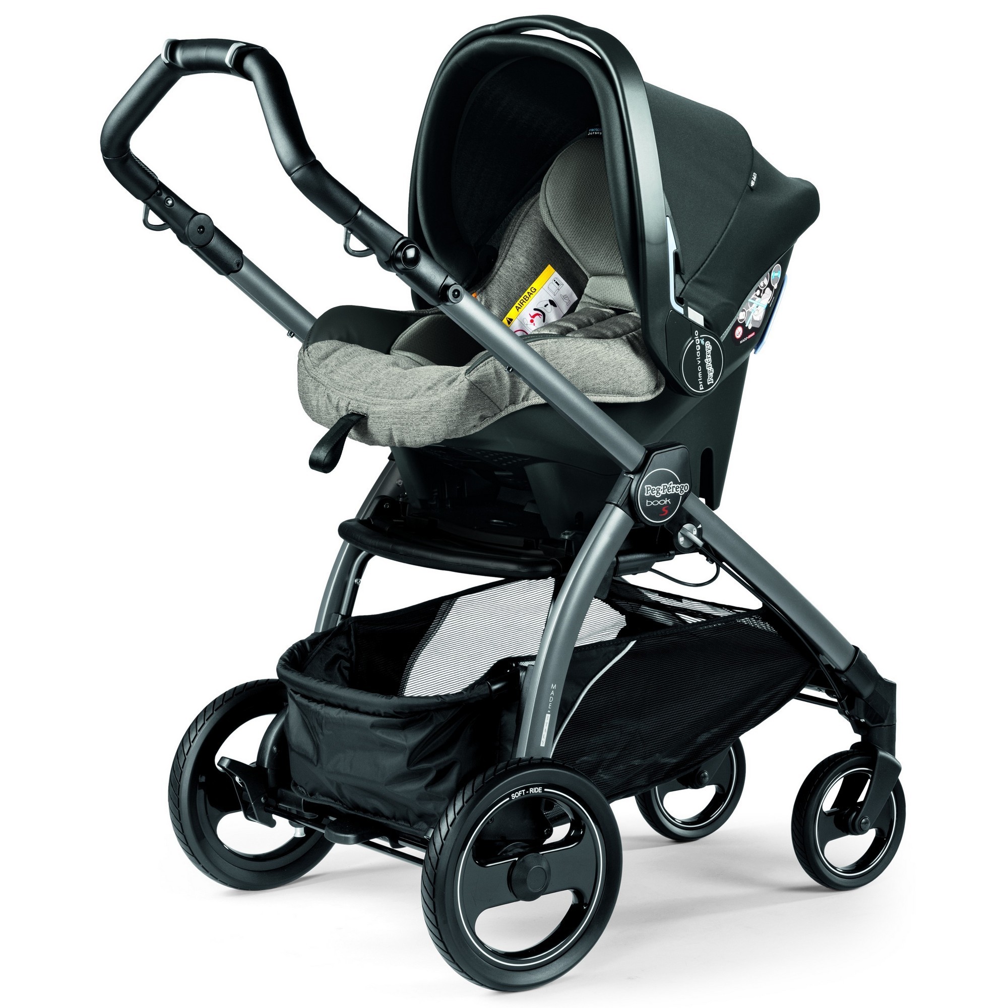 Коляска 3в1 Peg-Perego Book S Elite Modular Luxe Grey - фото 3