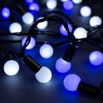 Гирлянда Luazon «Шарики 1.5 см» ip44 тёмная нить 100 led свечение бело-синее мигание 220 в