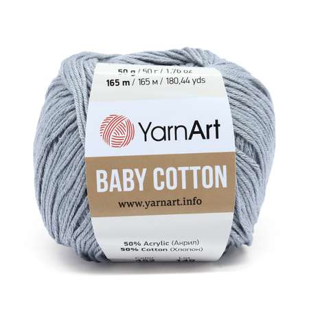 Пряжа для вязания YarnArt Baby Cotton 50гр 165 м хлопок акрил детская 10 мотков 452 серый