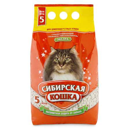 Наполнитель для кошек Сибирская кошка Экстра для длинношерстных впитывающий 5л