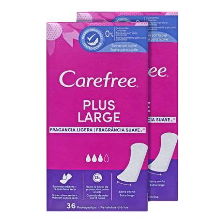 Прокладки гигиенические Carefree ежедневные 36 шт х 2 упаковки Plus large