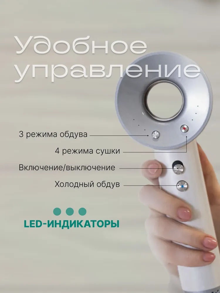 Фен с 5 магнитными насадками CASTLELADY с ионизацией 1600 BT - фото 18