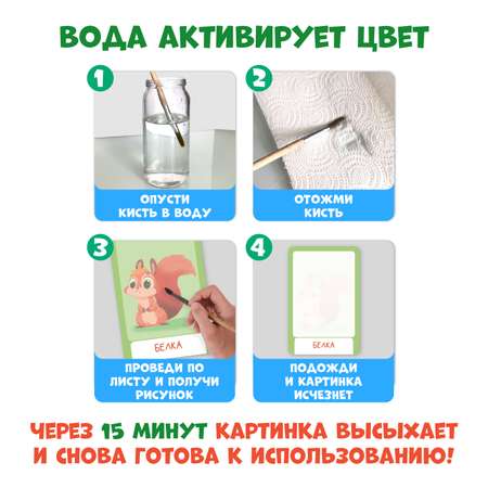 Водная раскраска Проф-Пресс многоразовая 2 набора по 10 двусторонних карточек. Чей это домик+Чья это мама