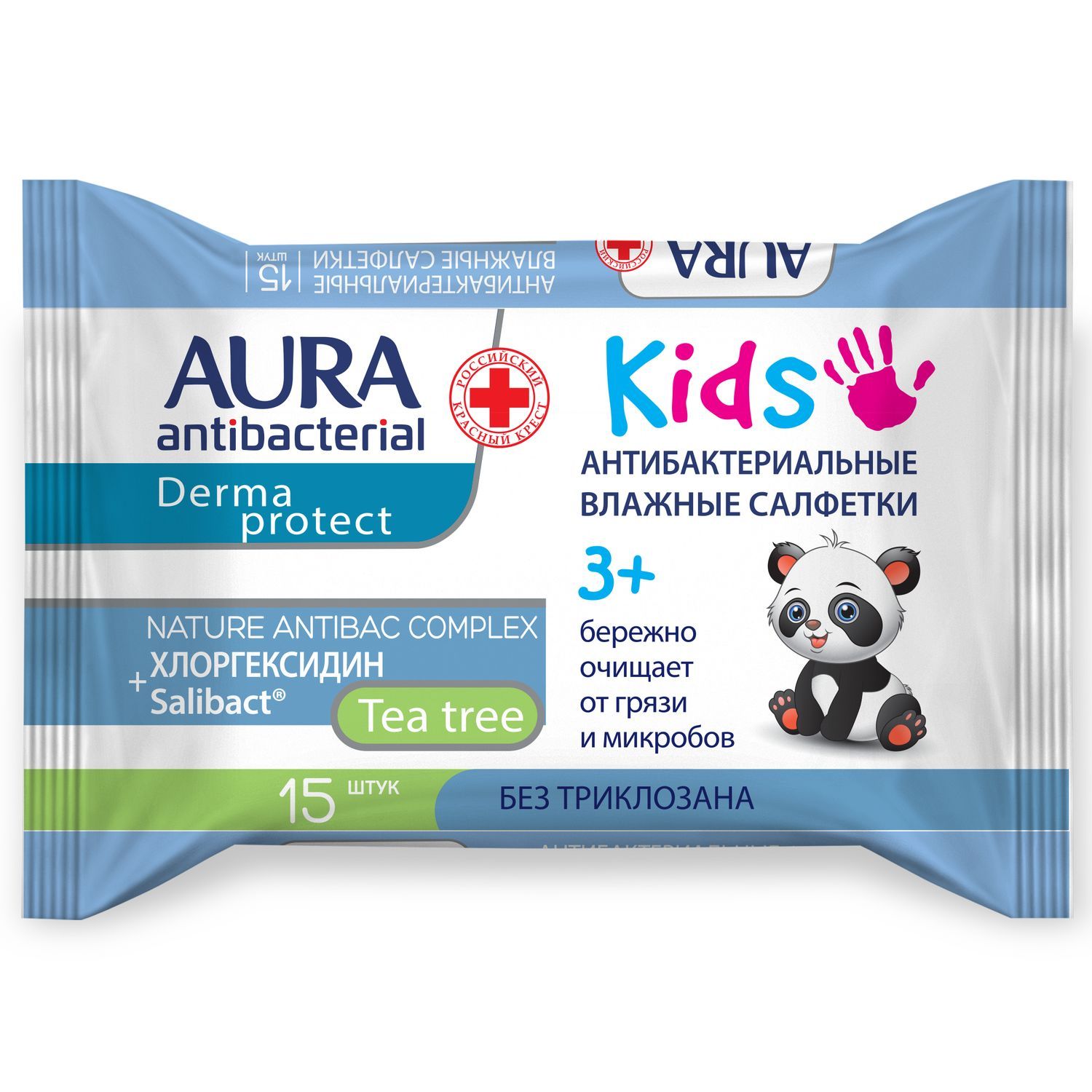 Салфетки влажные AURA Antibacterial kids 15шт в ассортименте - фото 2