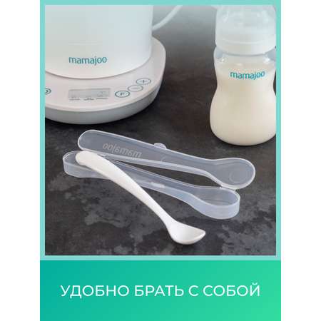 Набор для кормления Mamajoo ложка 2шт с боксом для хранения 6+ мес. powder green