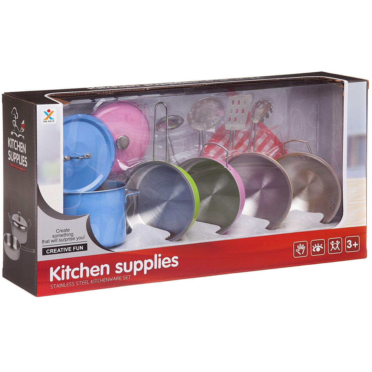 Игровой набор ABTOYS Посуда металлическая разноцветная 12 предметов - фото 2