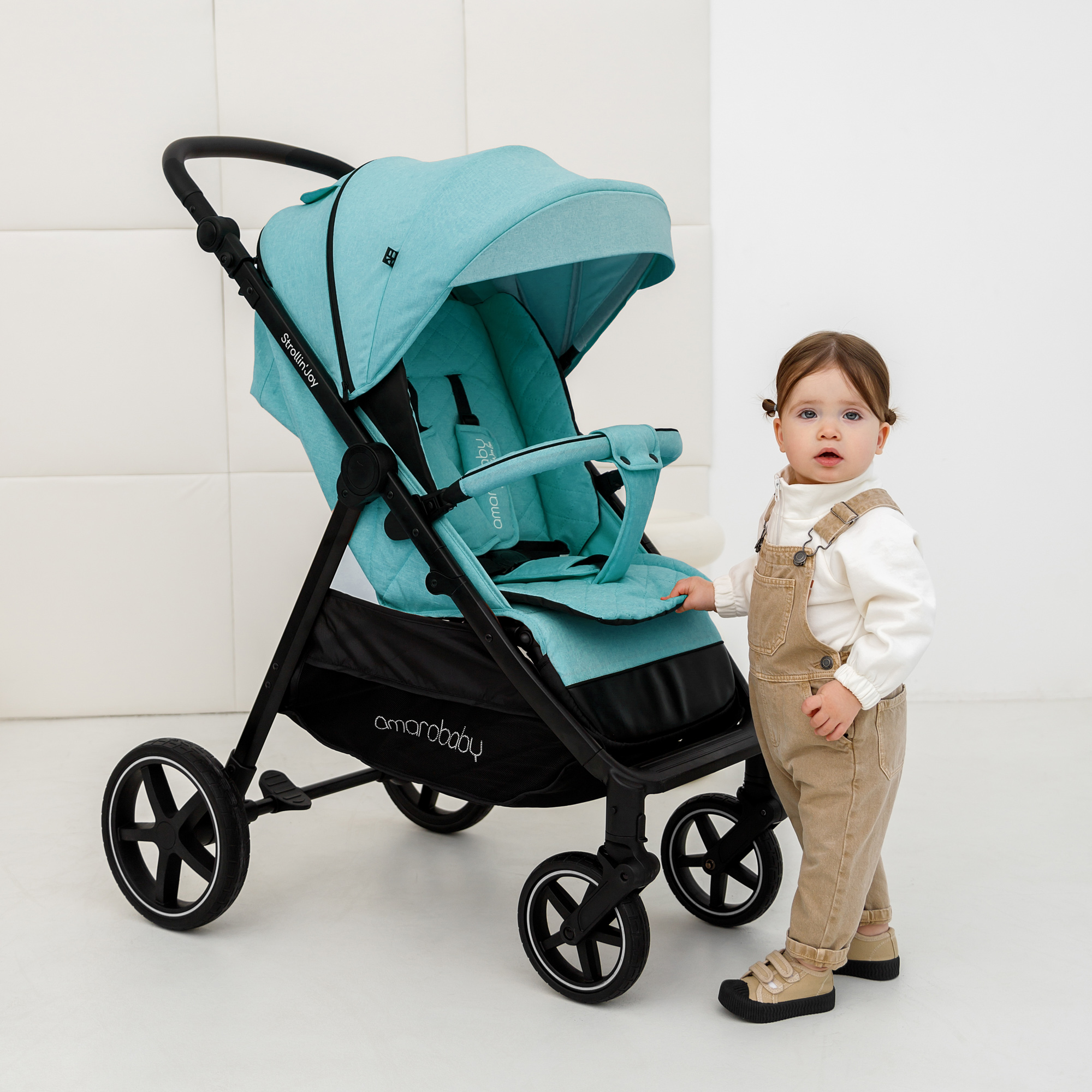 Коляска прогулочная Amarobaby Strollin Joy Бирюзовый - фото 28