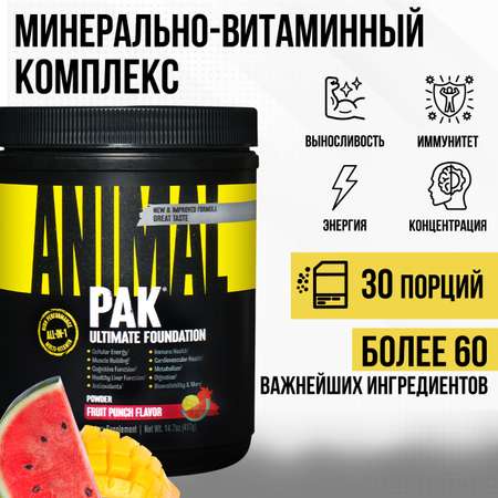 Комплекс витаминов и минералов Animal Pak Powder Фруктовый пунш 417 г
