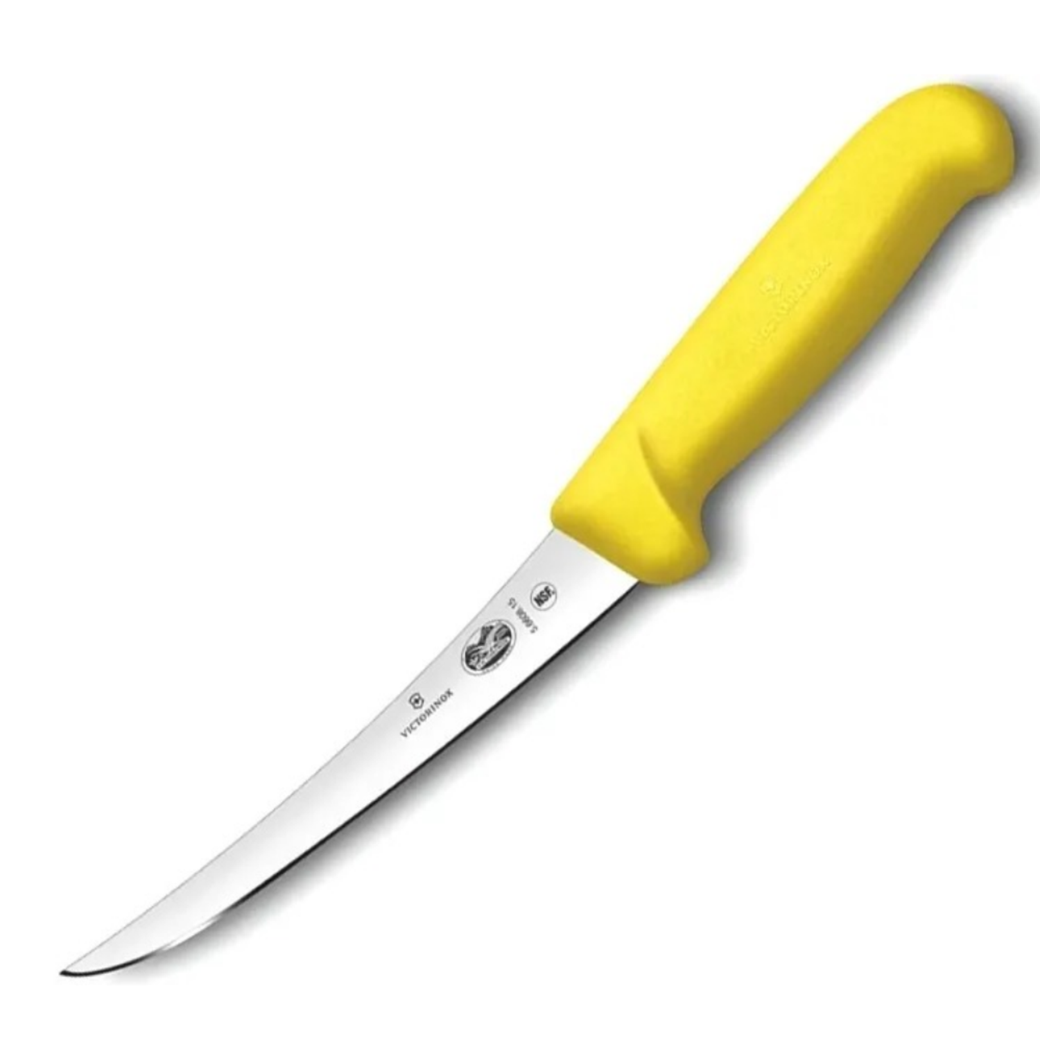 Нож кухонный Victorinox Fibrox 5.6608.15 стальной разделочный лезвие 150 мм прямая заточка желтый - фото 1