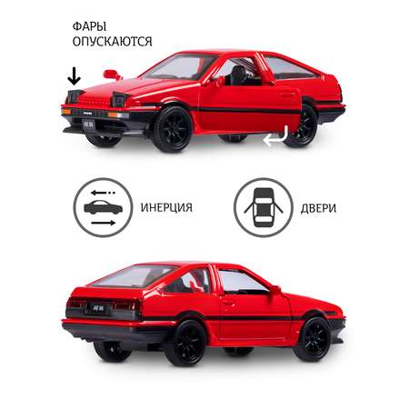 Автомобиль АВТОпанорама Toyota AE86 1:37 красный