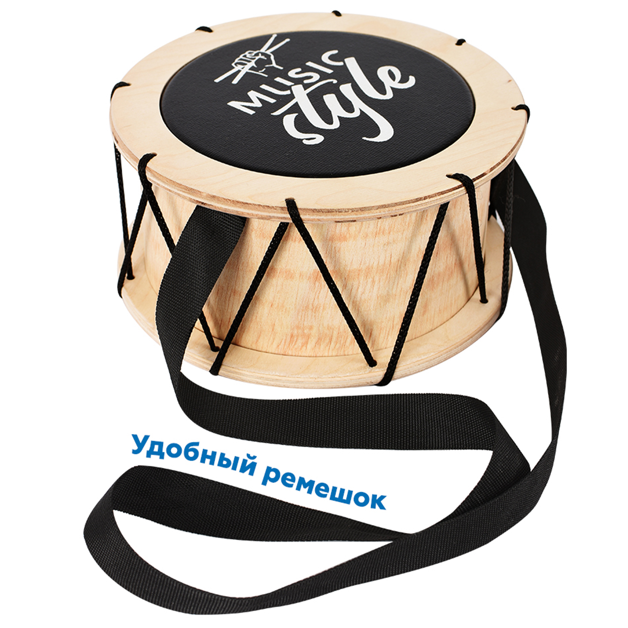 Музыкальный инструмент детский Мега Тойс деревянный барабан игрушка Music Style - фото 6