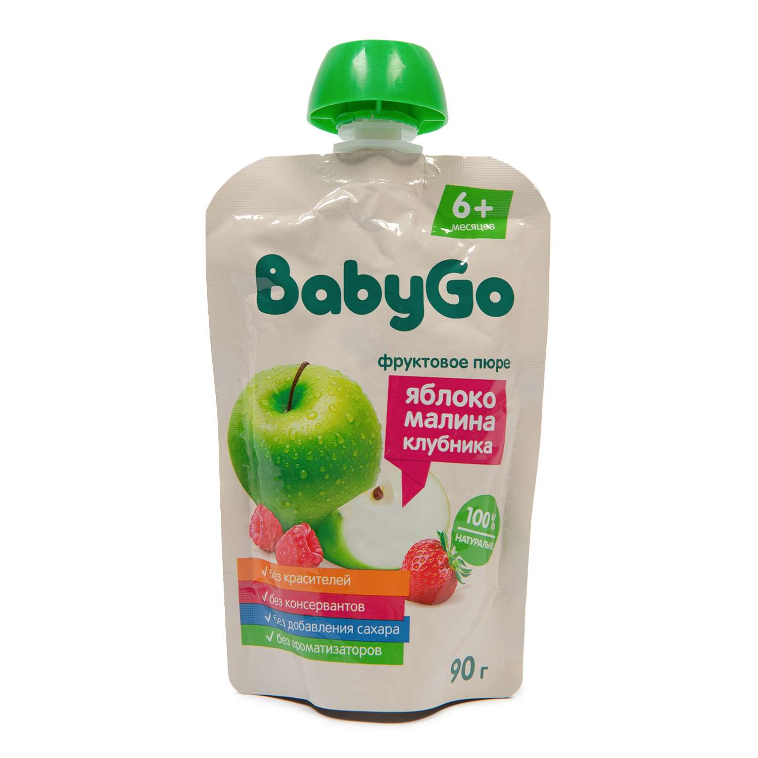 Пюре фруктовое Baby Go яблоко-малина-клубника 90г с 6месяцев - фото 3