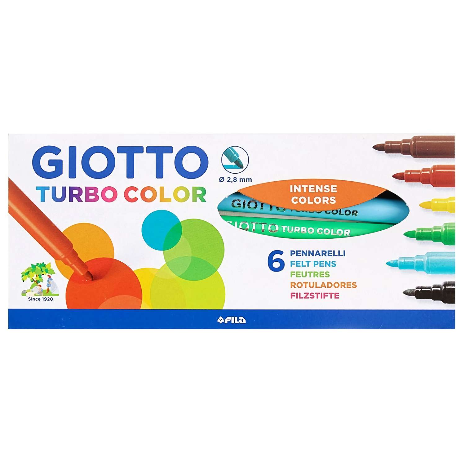 Набор фломастеров Fila Giotto Turbocolor 6цветов 415000 - фото 1