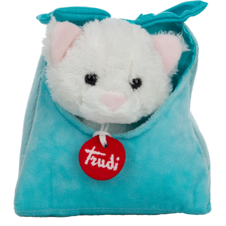 Мягкая игрушка TRUDI Котёнок в сумочке с бантиком 15x18x15