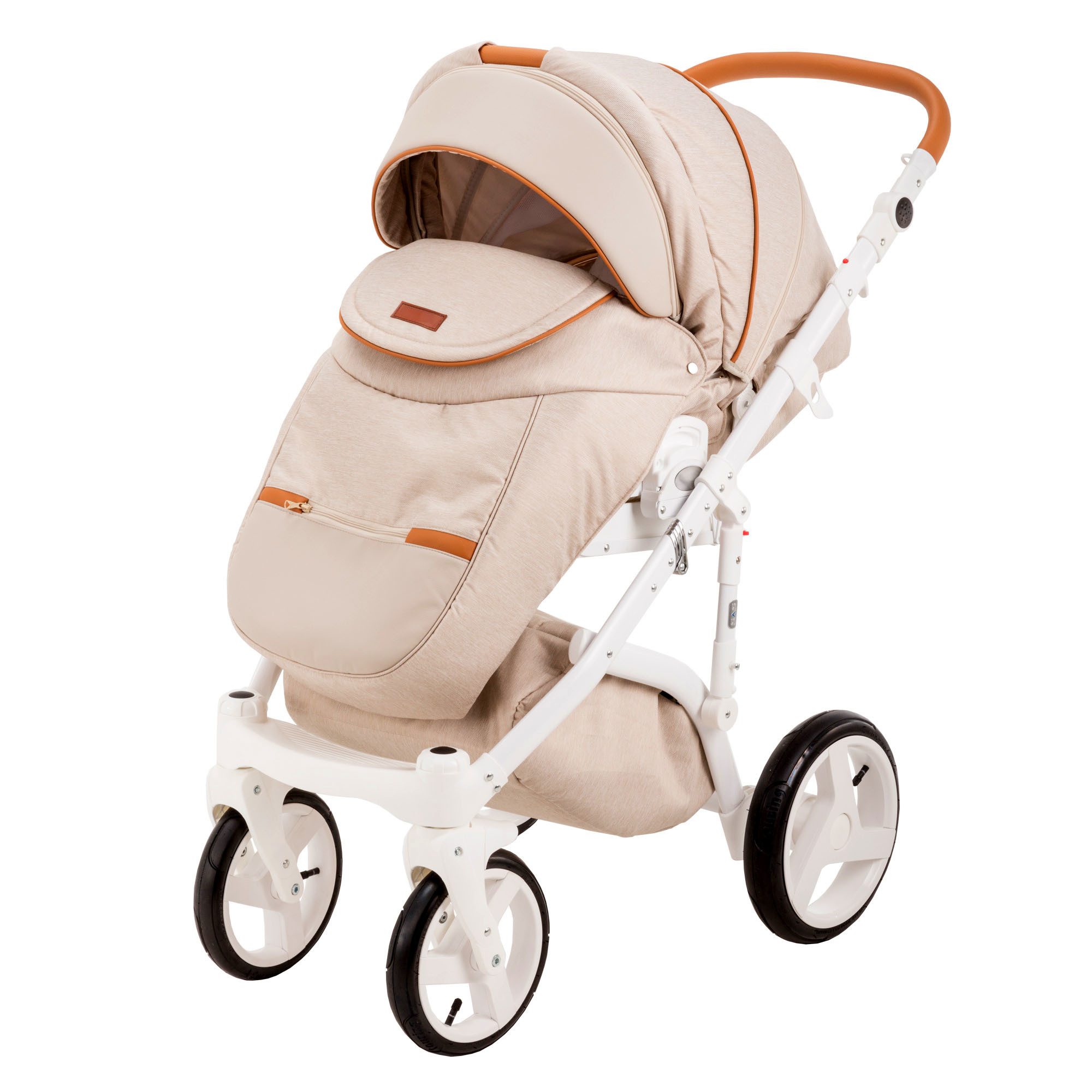 Коляска 2в1 BeBe-mobile Ravenna Standart V15 Светло-бежевый+Светло-бежевая кожа+Карамельная кожаная отделка - фото 2