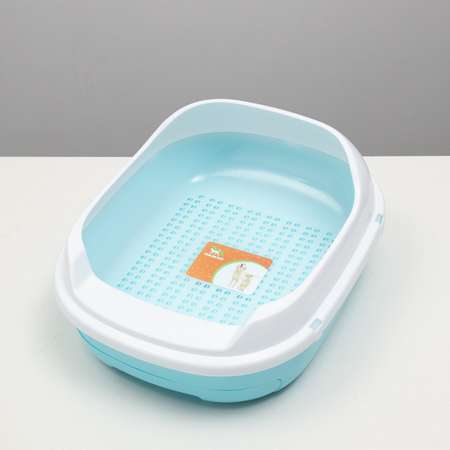 Туалет для кошек Пижон с бортами и выдвижным поддоном 56х45х23.5 см голубой
