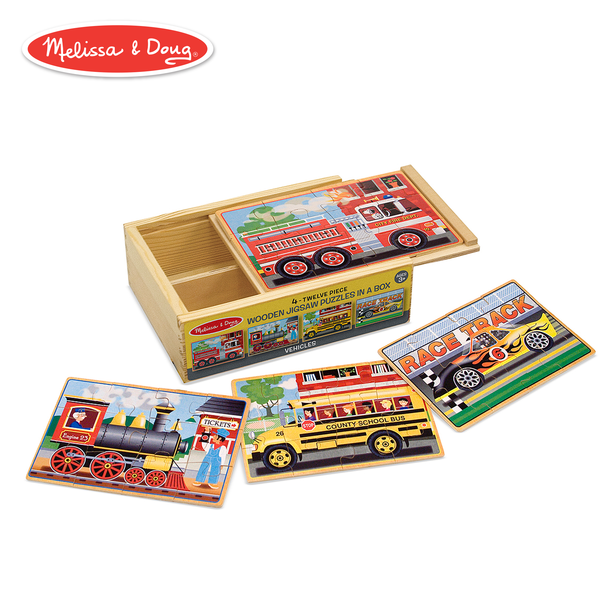 Набор пазлов Melissa and Doug Транспорт деревянный в коробке - фото 11