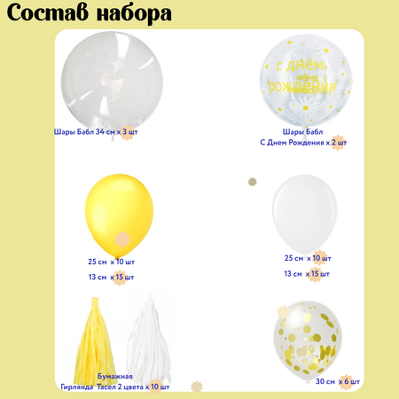 Воздушные шары набор баблс Мишины шарики для фотозоны и праздничного оформления детского дня рождения